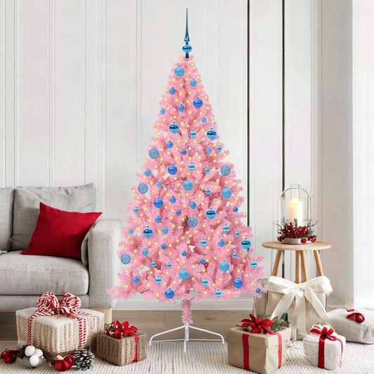 Künstlicher vorbeleuchteter Weihnachtsbaum Rosa 180 cm PVC