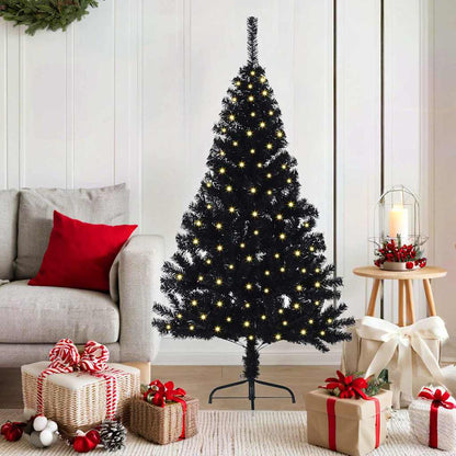 Künstlicher vorbeleuchteter Weihnachtsbaum Schwarz 150 cm PVC