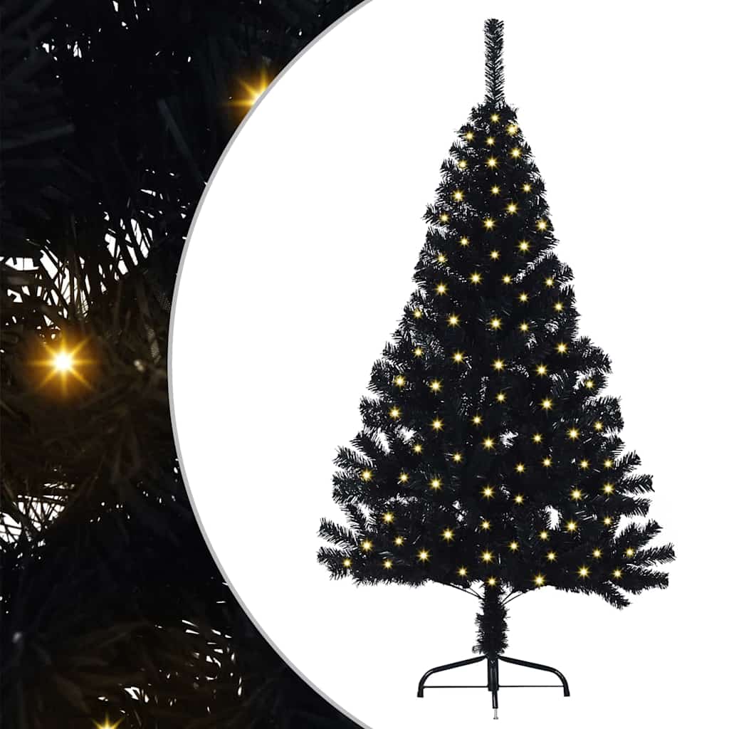 Künstlicher vorbeleuchteter Weihnachtsbaum Schwarz 150 cm PVC