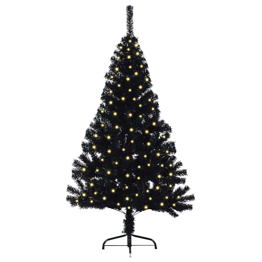Künstlicher vorbeleuchteter Weihnachtsbaum Schwarz 150 cm PVC