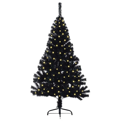 Künstlicher vorbeleuchteter Weihnachtsbaum Schwarz 150 cm PVC