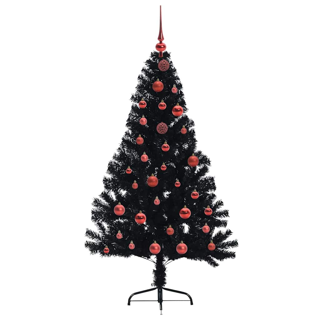 Künstlicher vorbeleuchteter Weihnachtsbaum Schwarz 150 cm PVC