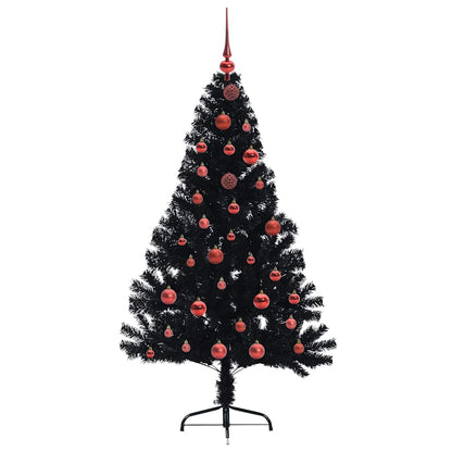 Künstlicher vorbeleuchteter Weihnachtsbaum Schwarz 150 cm PVC