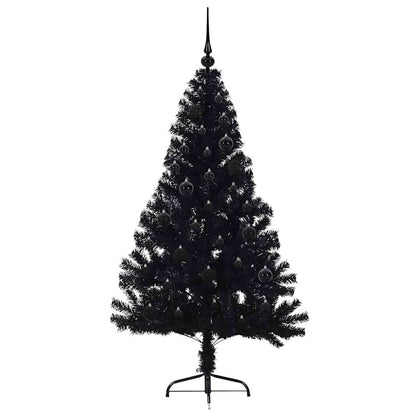 Künstlicher vorbeleuchteter Weihnachtsbaum Schwarz 150 cm PVC