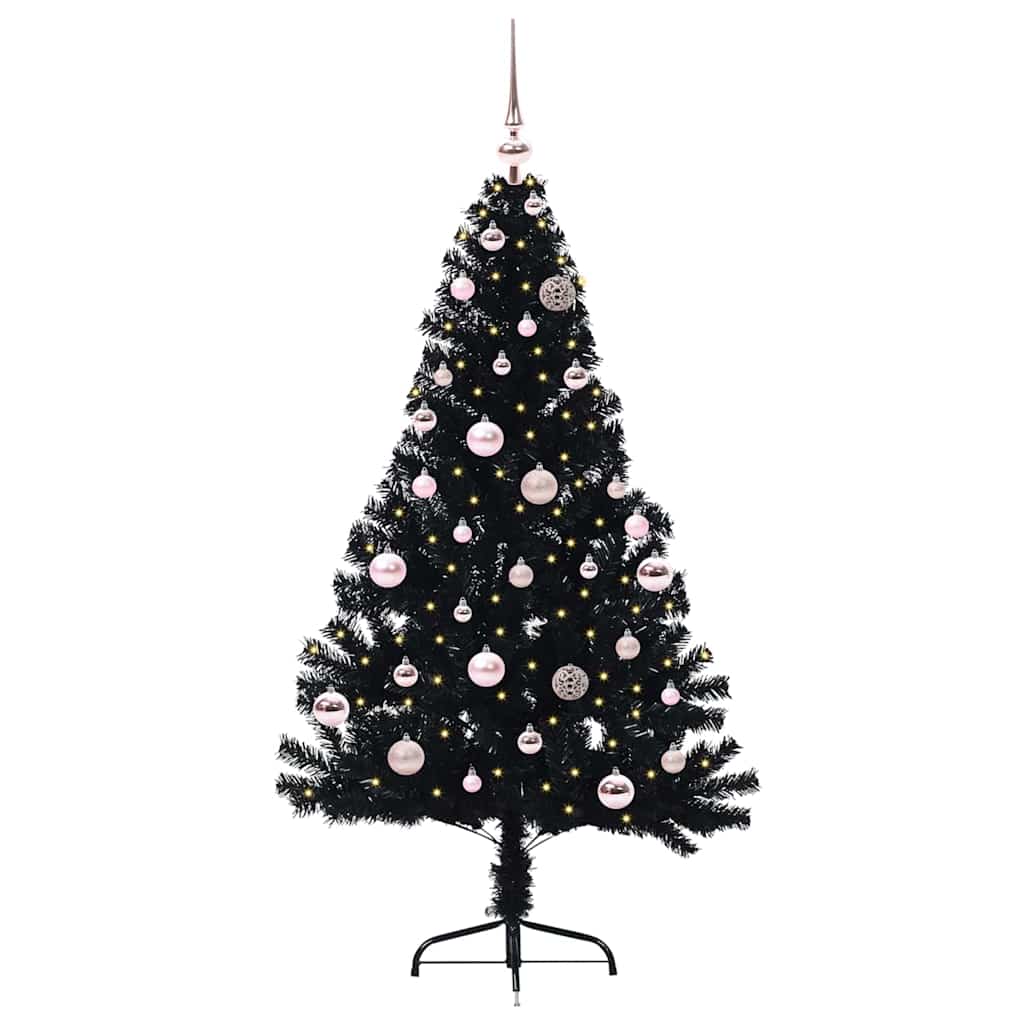 Künstlicher vorbeleuchteter Weihnachtsbaum Schwarz 150 cm PVC