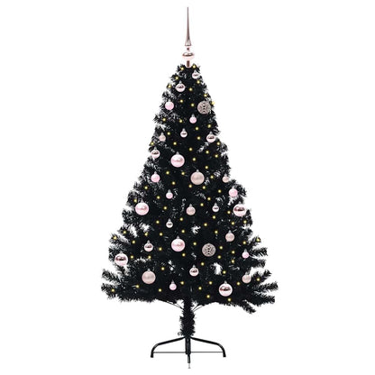 Künstlicher vorbeleuchteter Weihnachtsbaum Schwarz 150 cm PVC