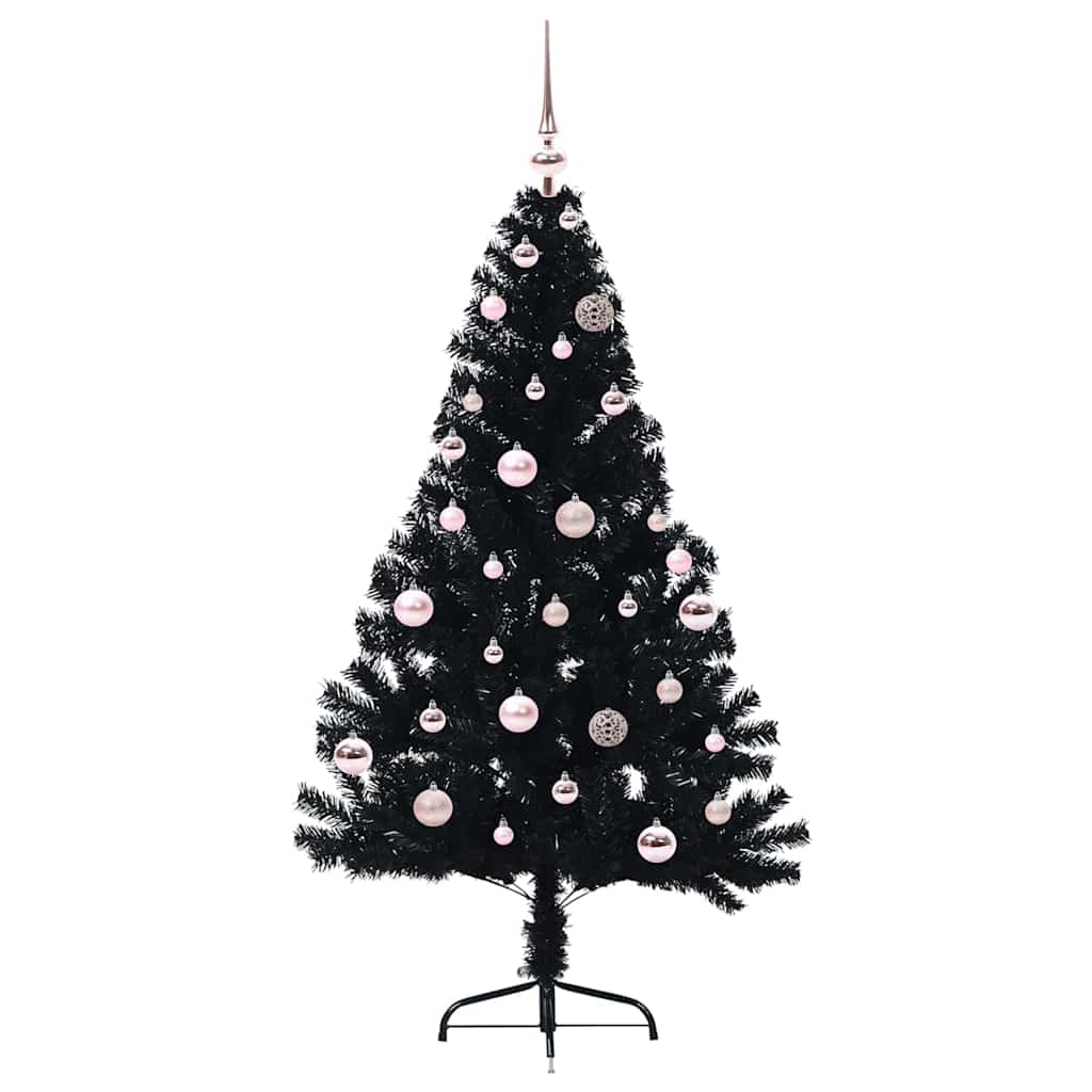 Künstlicher vorbeleuchteter Weihnachtsbaum Schwarz 150 cm PVC