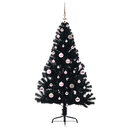 Künstlicher vorbeleuchteter Weihnachtsbaum Schwarz 150 cm PVC