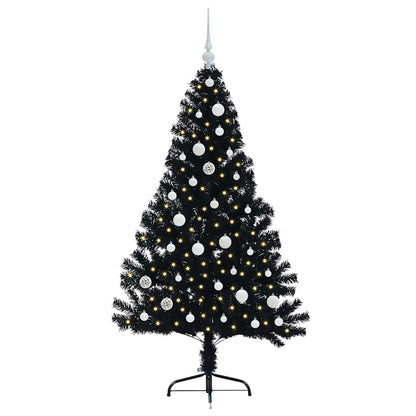 Künstlicher vorbeleuchteter Weihnachtsbaum Schwarz 150 cm PVC