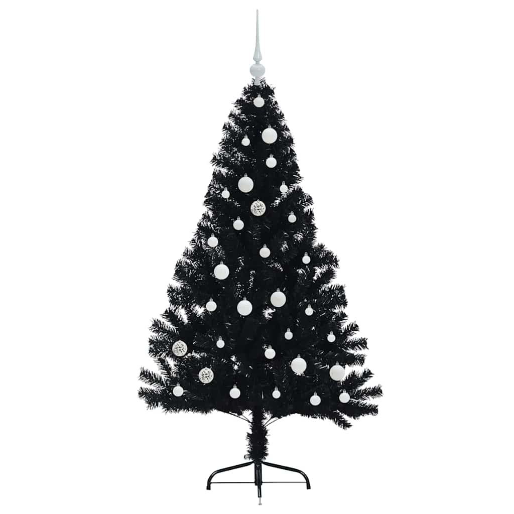 Künstlicher vorbeleuchteter Weihnachtsbaum Schwarz 150 cm PVC