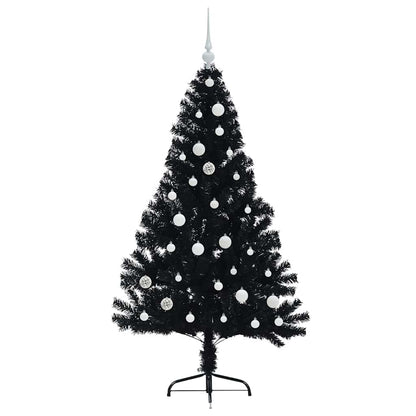 Künstlicher vorbeleuchteter Weihnachtsbaum Schwarz 150 cm PVC