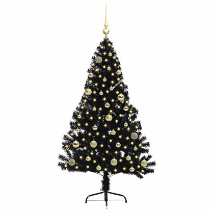 Künstlicher vorbeleuchteter Weihnachtsbaum Schwarz 150 cm PVC