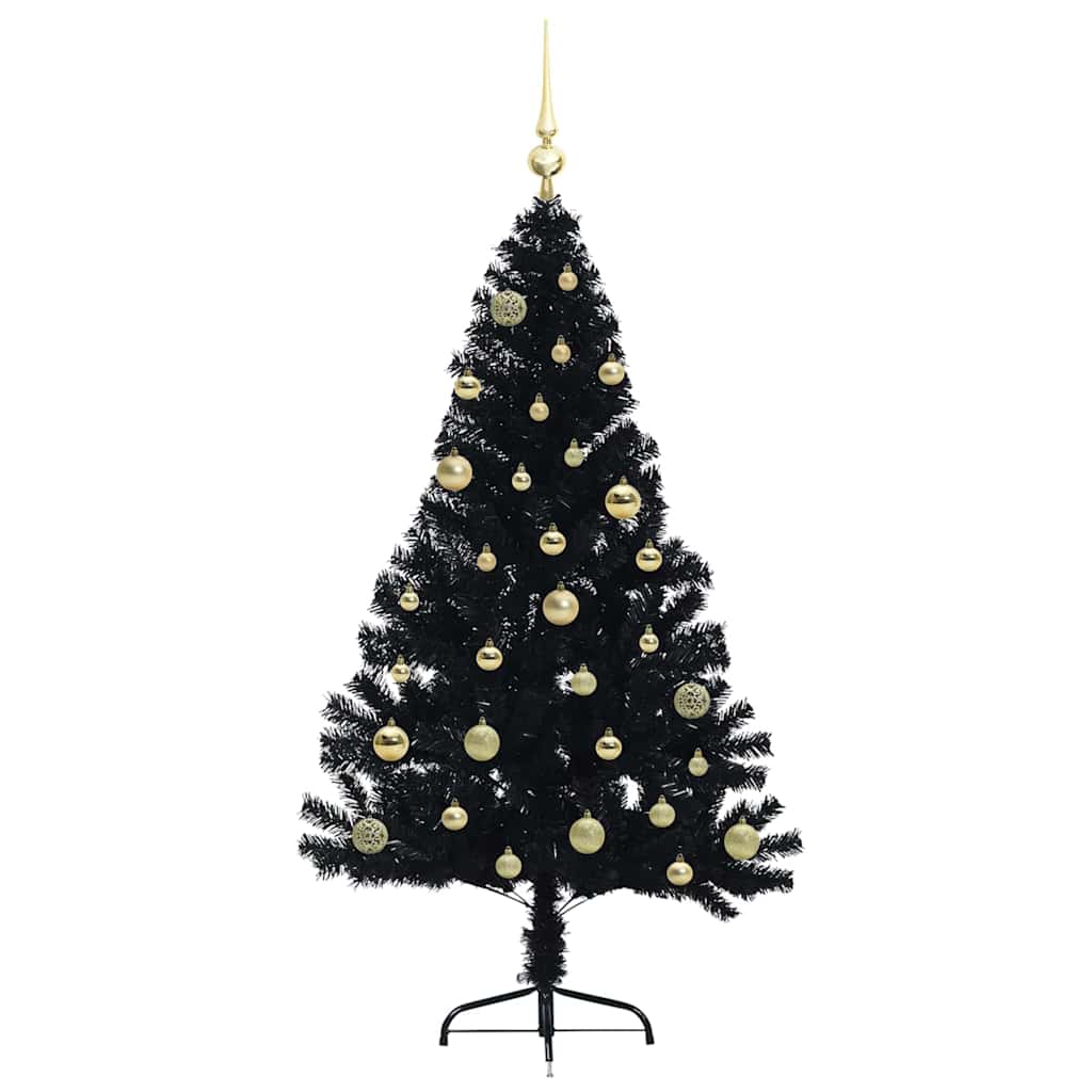 Künstlicher vorbeleuchteter Weihnachtsbaum Schwarz 150 cm PVC