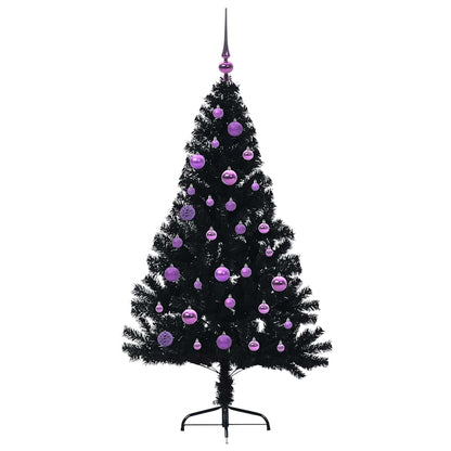 Künstlicher vorbeleuchteter Weihnachtsbaum Schwarz 150 cm PVC