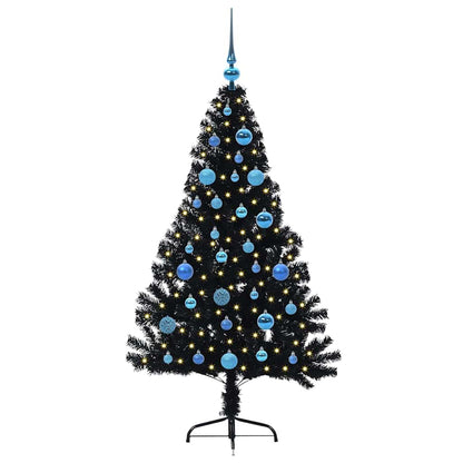 Künstlicher vorbeleuchteter Weihnachtsbaum Schwarz 150 cm PVC