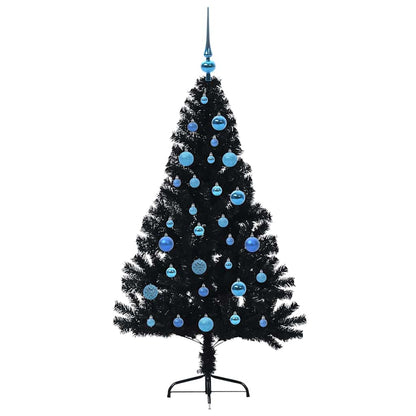 Künstlicher vorbeleuchteter Weihnachtsbaum Schwarz 150 cm PVC