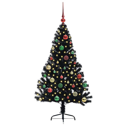 Künstlicher vorbeleuchteter Weihnachtsbaum Schwarz 150 cm PVC