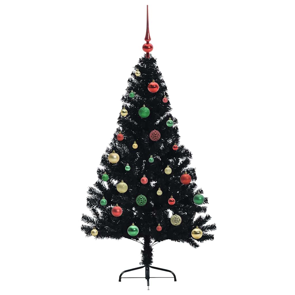 Künstlicher vorbeleuchteter Weihnachtsbaum Schwarz 150 cm PVC