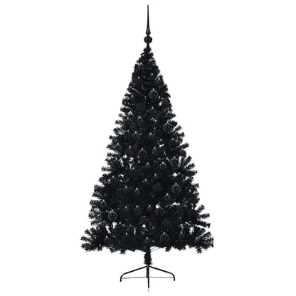 Künstlicher vorbeleuchteter Weihnachtsbaum Schwarz 180 cm PVC