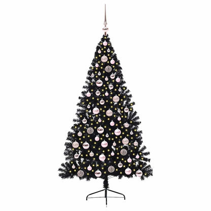 Künstlicher vorbeleuchteter Weihnachtsbaum Schwarz 180 cm PVC