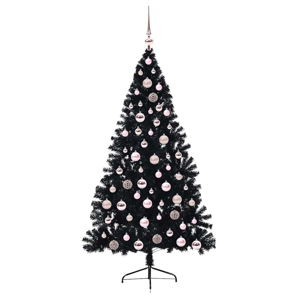 Künstlicher vorbeleuchteter Weihnachtsbaum Schwarz 180 cm PVC