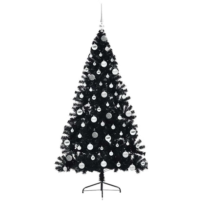 Künstlicher vorbeleuchteter Weihnachtsbaum Schwarz 180 cm PVC