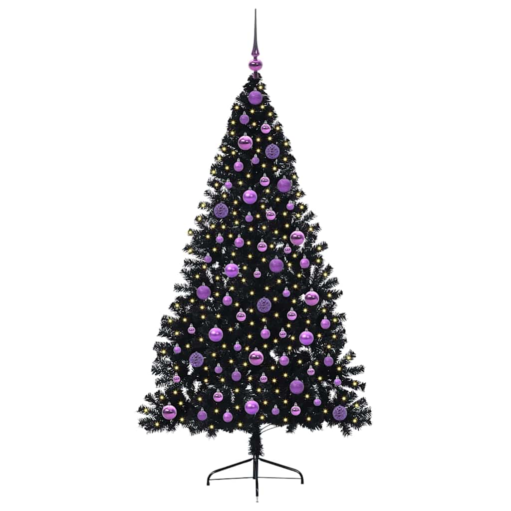 Künstlicher vorbeleuchteter Weihnachtsbaum Schwarz 180 cm PVC