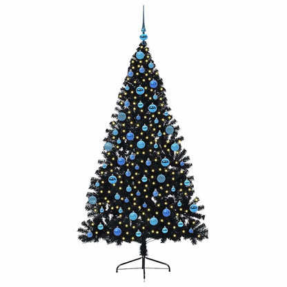 Künstlicher vorbeleuchteter Weihnachtsbaum Schwarz 180 cm PVC
