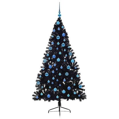 Künstlicher vorbeleuchteter Weihnachtsbaum Schwarz 180 cm PVC