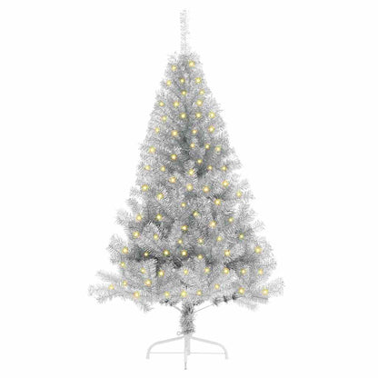 Künstlicher vorbeleuchteter Weihnachtsbaum Silber 150 cm PET