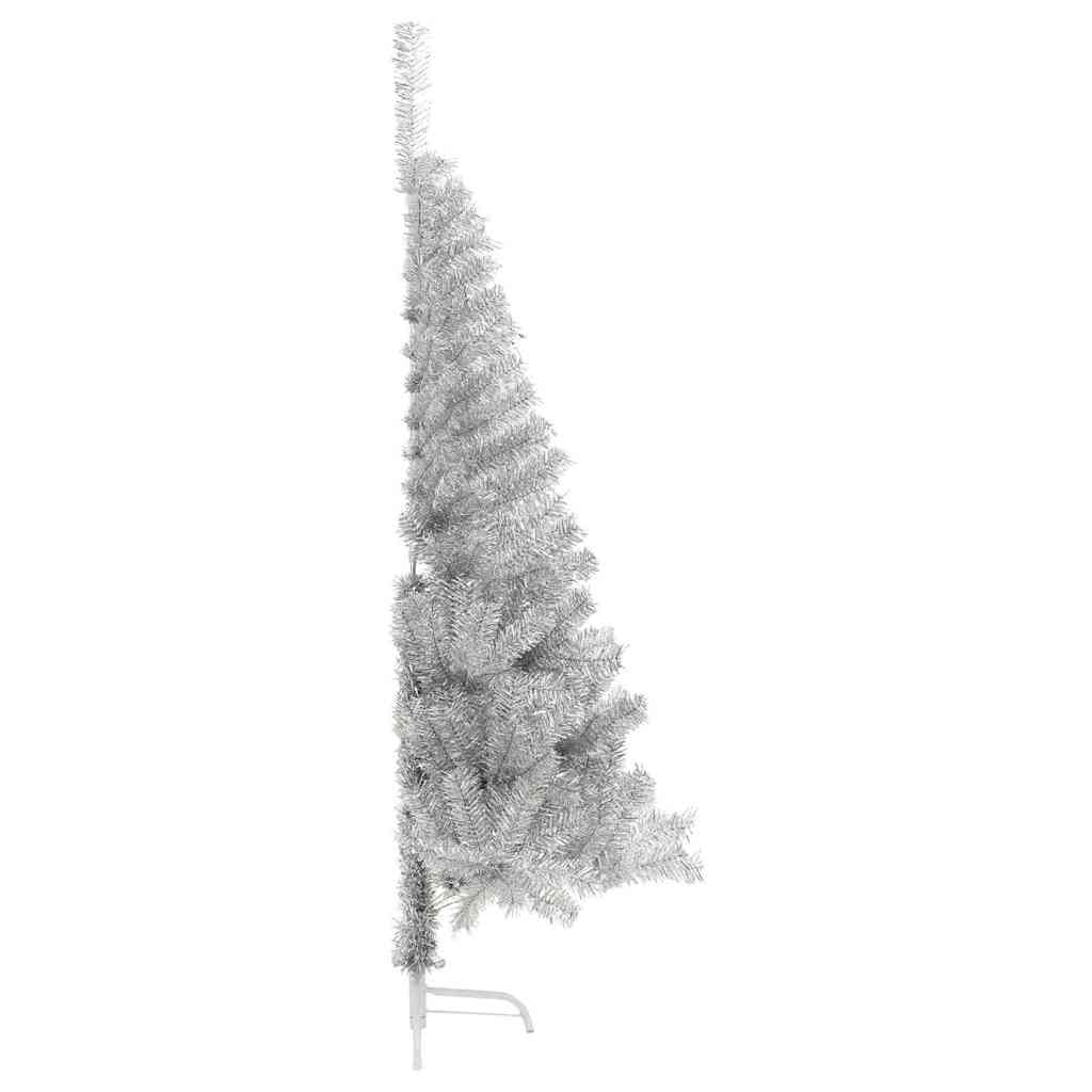 Künstlicher vorbeleuchteter Weihnachtsbaum Silber 180 cm PET
