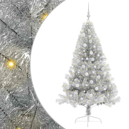 Künstlicher vorbeleuchteter Weihnachtsbaum Silber 180 cm