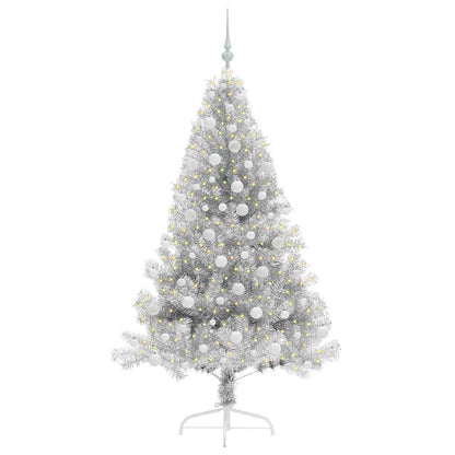 Künstlicher vorbeleuchteter Weihnachtsbaum Silber 180 cm