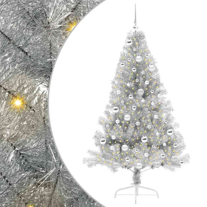 Künstlicher vorbeleuchteter Weihnachtsbaum Silber 180 cm