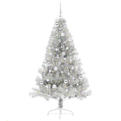 Künstlicher vorbeleuchteter Weihnachtsbaum Silber 180 cm