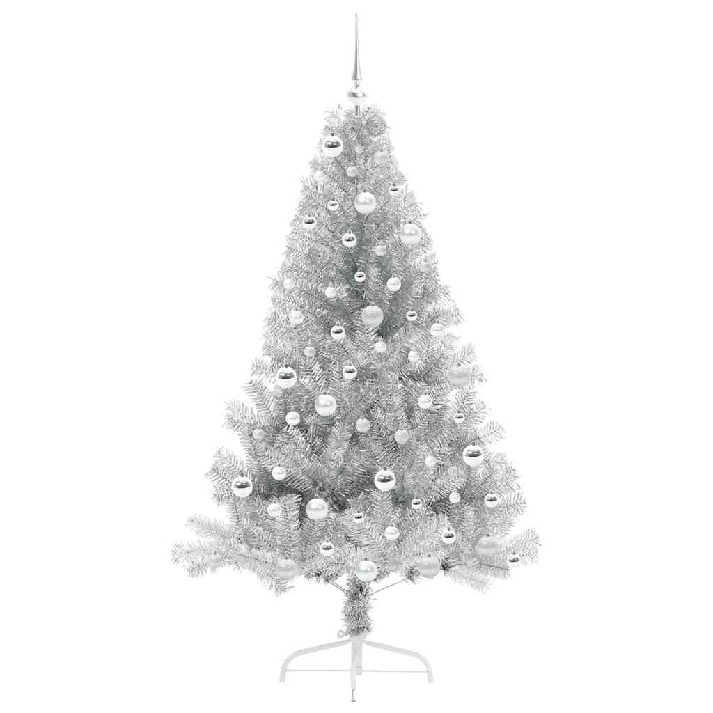 Künstlicher vorbeleuchteter Weihnachtsbaum Silber 180 cm