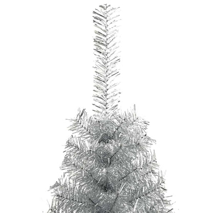 Künstlicher vorbeleuchteter Weihnachtsbaum Silber 180 cm PET