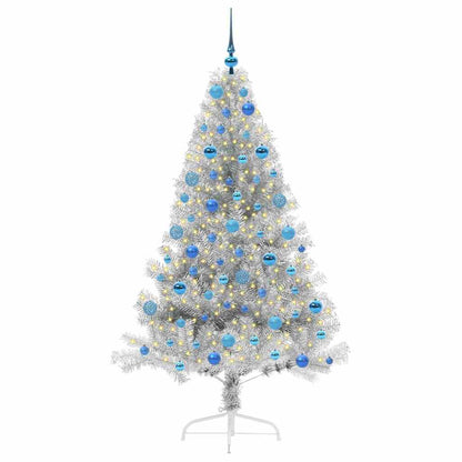 Künstlicher vorbeleuchteter Weihnachtsbaum Silber 180 cm PET