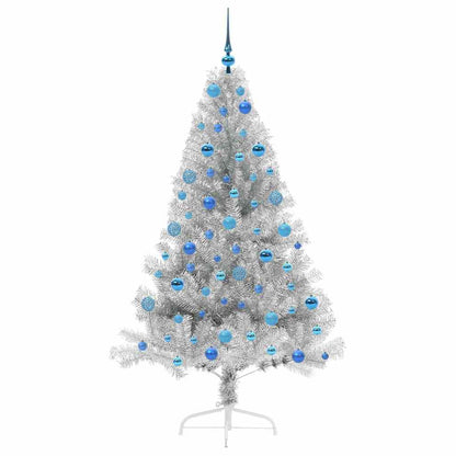 Künstlicher vorbeleuchteter Weihnachtsbaum Silber 180 cm PET