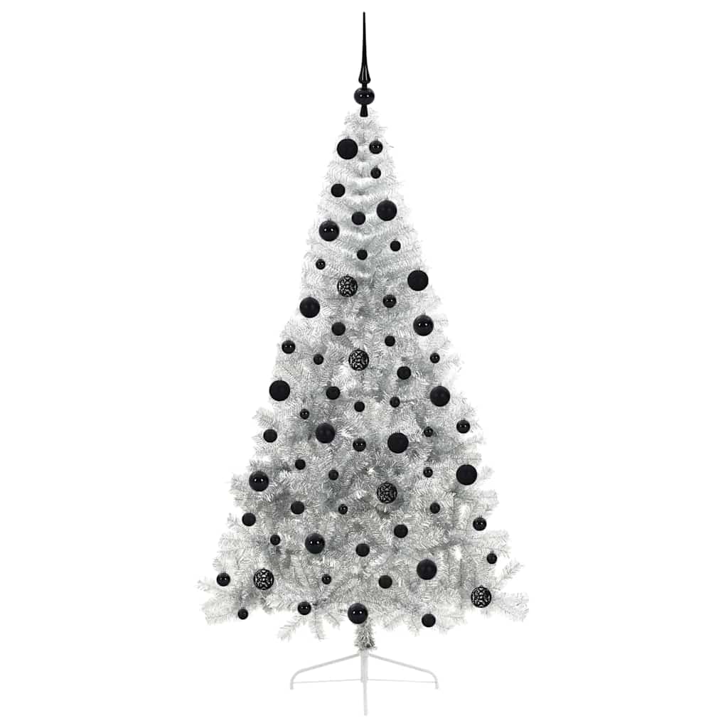 Künstlicher vorbeleuchteter Weihnachtsbaum Silber 210 cm