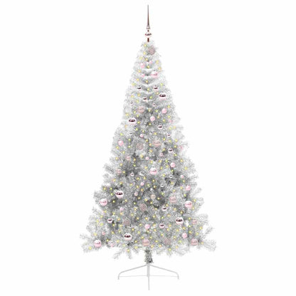Künstlicher vorbeleuchteter Weihnachtsbaum Silber 210 cm