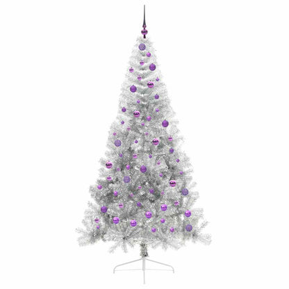 Künstlicher vorbeleuchteter Weihnachtsbaum Silber 210 cm