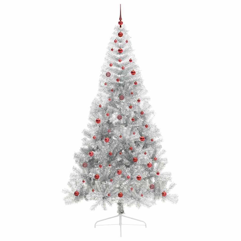 Künstlicher vorbeleuchteter Weihnachtsbaum Silber 240 cm PET