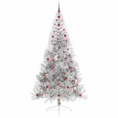 Künstlicher vorbeleuchteter Weihnachtsbaum Silber 240 cm PET
