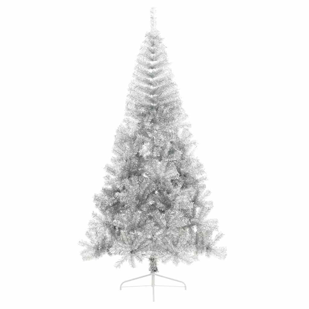 Künstlicher vorbeleuchteter Weihnachtsbaum Silber 240 cm PET