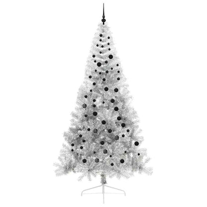 Künstlicher vorbeleuchteter Weihnachtsbaum Silber 240 cm PET