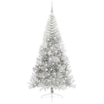 Künstlicher vorbeleuchteter Weihnachtsbaum Silber 240 cm PET