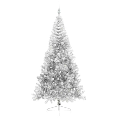 Künstlicher vorbeleuchteter Weihnachtsbaum Silber 240 cm PET