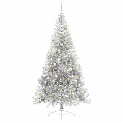 Künstlicher vorbeleuchteter Weihnachtsbaum Silber 240 cm PET