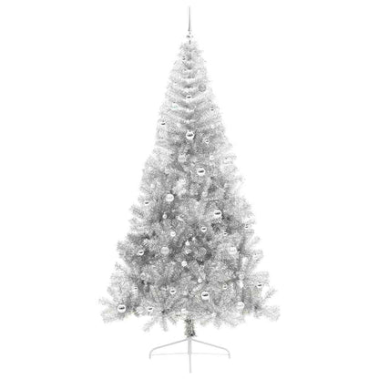 Künstlicher vorbeleuchteter Weihnachtsbaum Silber 240 cm PET